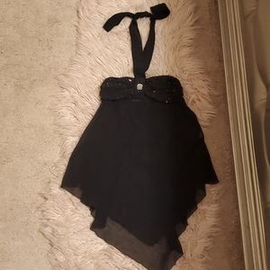 Black sheer halter top with Gem and bling by Virgin Only  Small